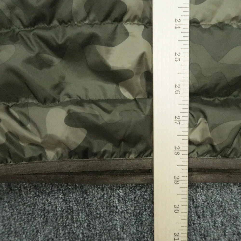 Eddie‎ Bauer Vest Mens Large Tall Green Camo Down Insulated Full Zip Pockets